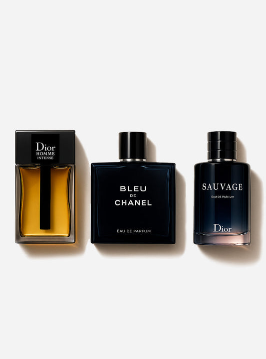 Coffret de 3 parfums : Sauvage Dior, Bleu de Chanel, Dior Homme Intense 100 ml