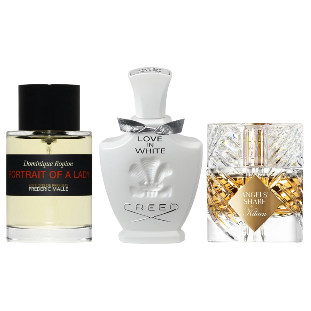 Coffret Harmonie Précieuse – Love in White de Creed, Portrait of a Lady de Frédéric Malle et Angels’ Share de Kilian [100 ml]