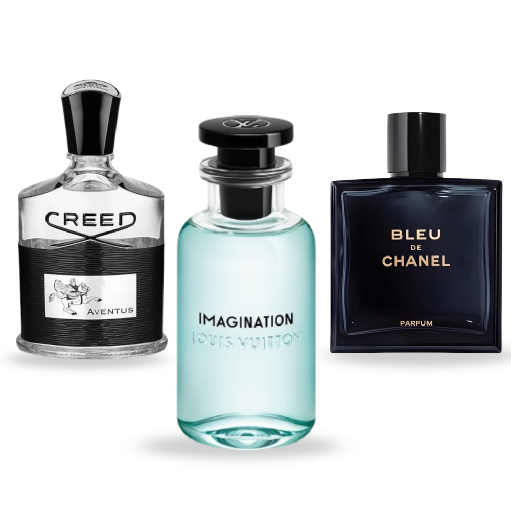 Coffret Parfum d’Exception – Aventus de Creed, Imagination de Louis Vuitton et Bleu de Chanel de Chanel [100 ml]