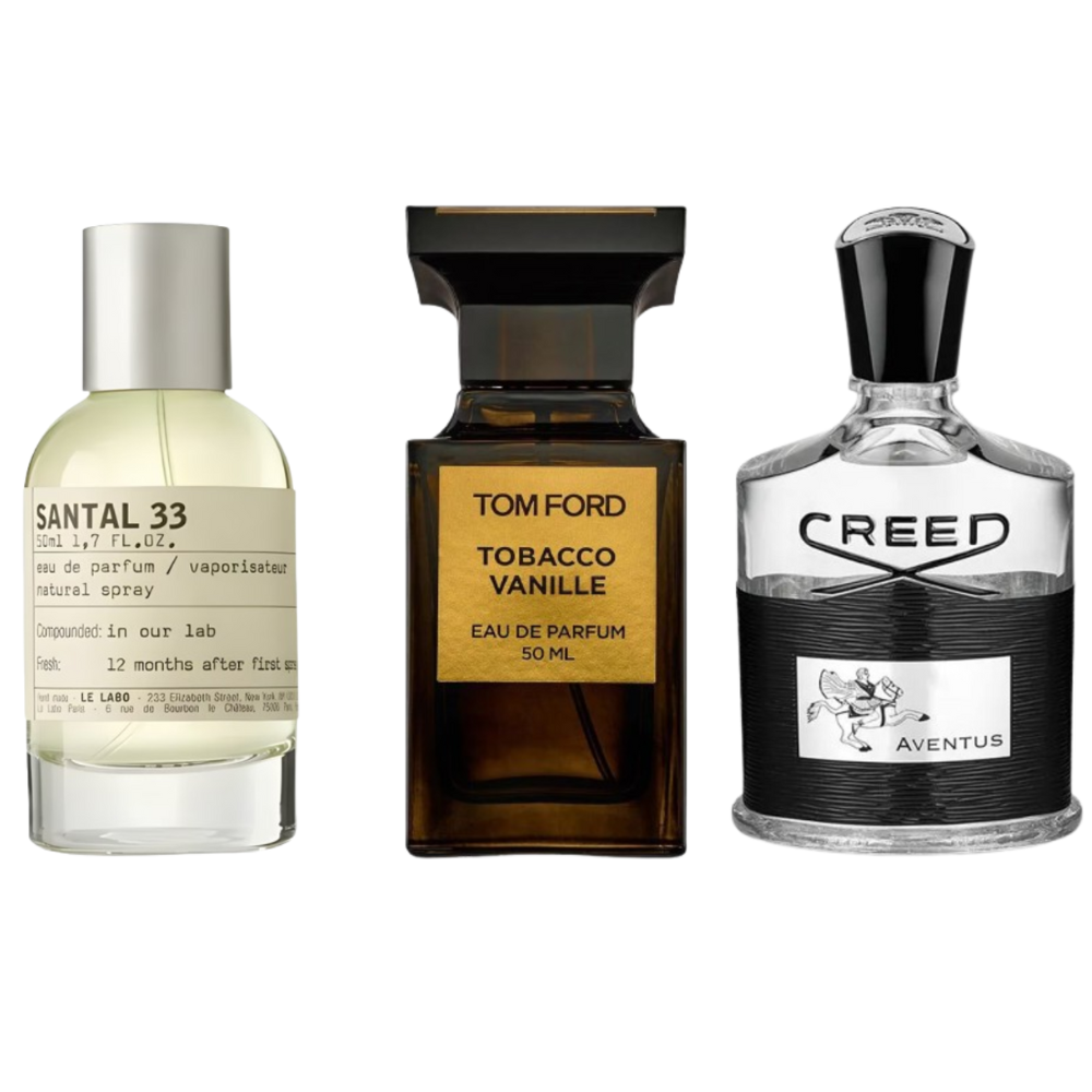 Coffret Luxe Boisé – Santal 33 de Le Labo, Tobacco Vanille de Tom Ford et Aventus de Creed [100 ml]
