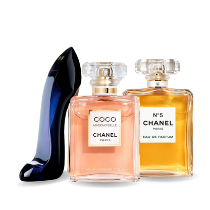 Set di 3 Profumi GOOD GIRL,COCO MADEMOISELLE e Chanel Nº5 100ml