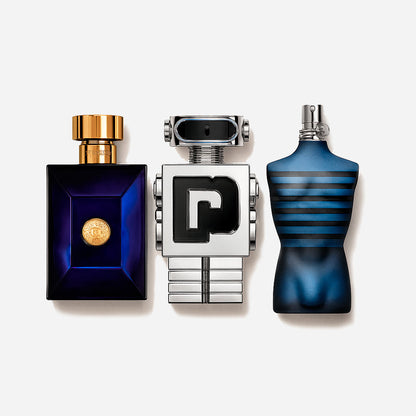 Coffret de 3 parfums : Versace Dylan Blue, Paco Rabanne Phantom et Jean Paul Gaultier Ultra Male 100 ml