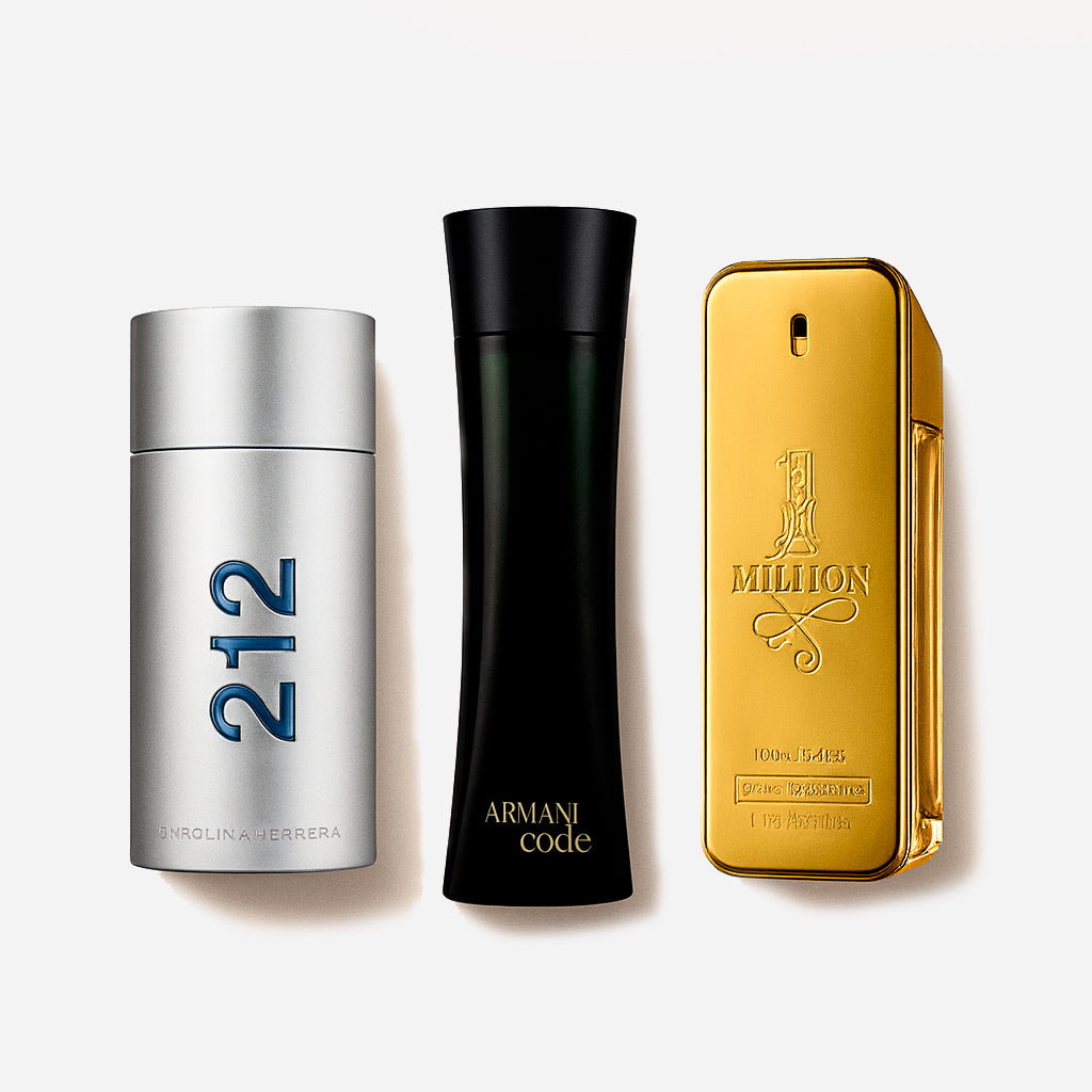 Coffret de 3 parfums 212 Men NYC, Paco Rabanne One Million, Armani Code Homme 100 ml