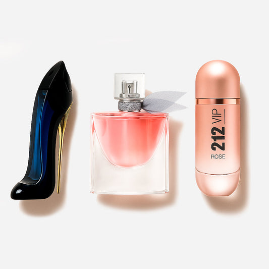 Coffret de 3 parfums Carolina Herrera GOOD GIRL, Lancôme LA VIE EST BELLE et Carolina Herrera 212 VIP ROSÉ 100 ml